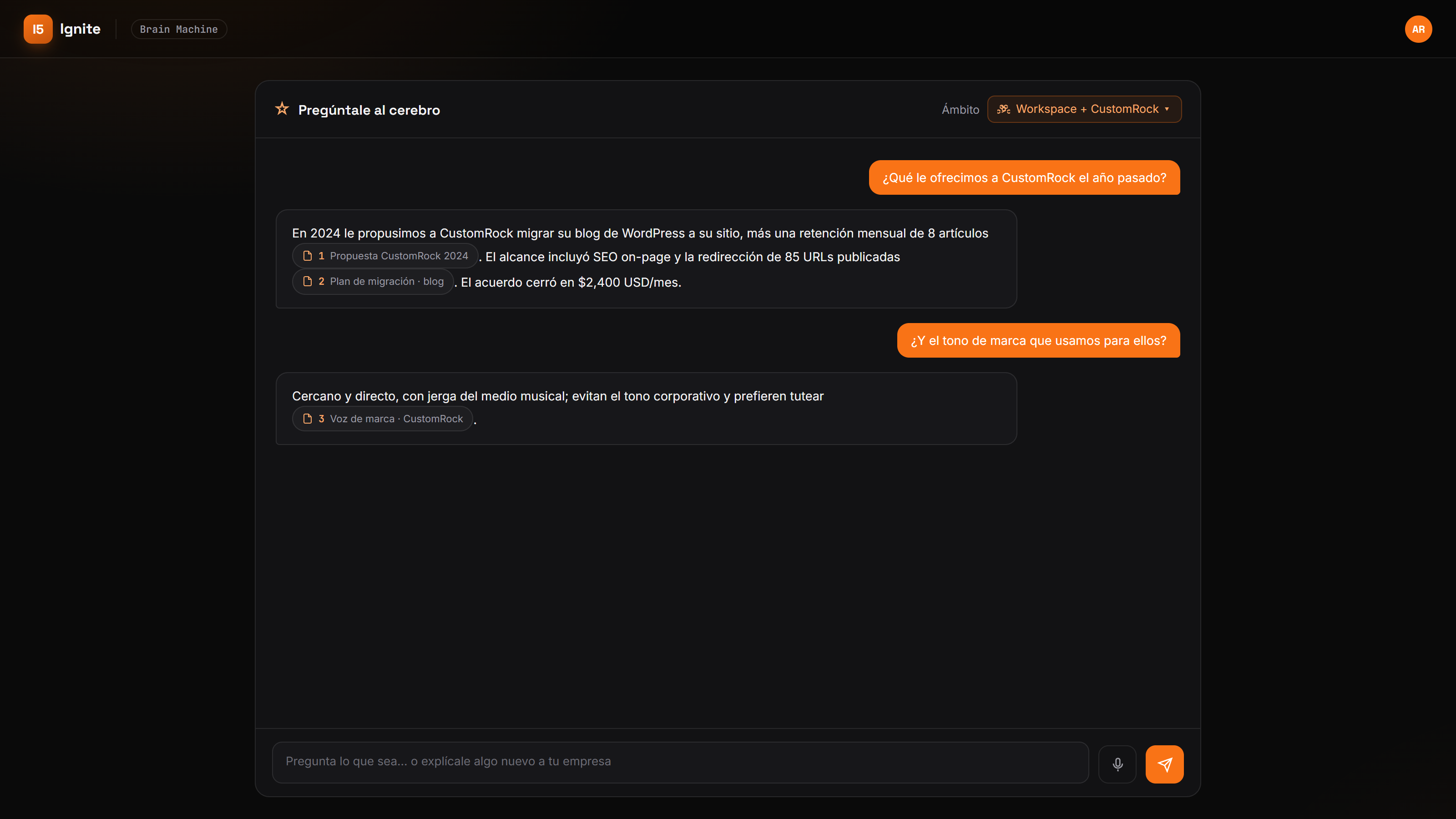 El cerebro respondiendo con citas en Brain Machine